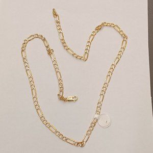 14kt real gold figaro daimond cut chain 18 inches